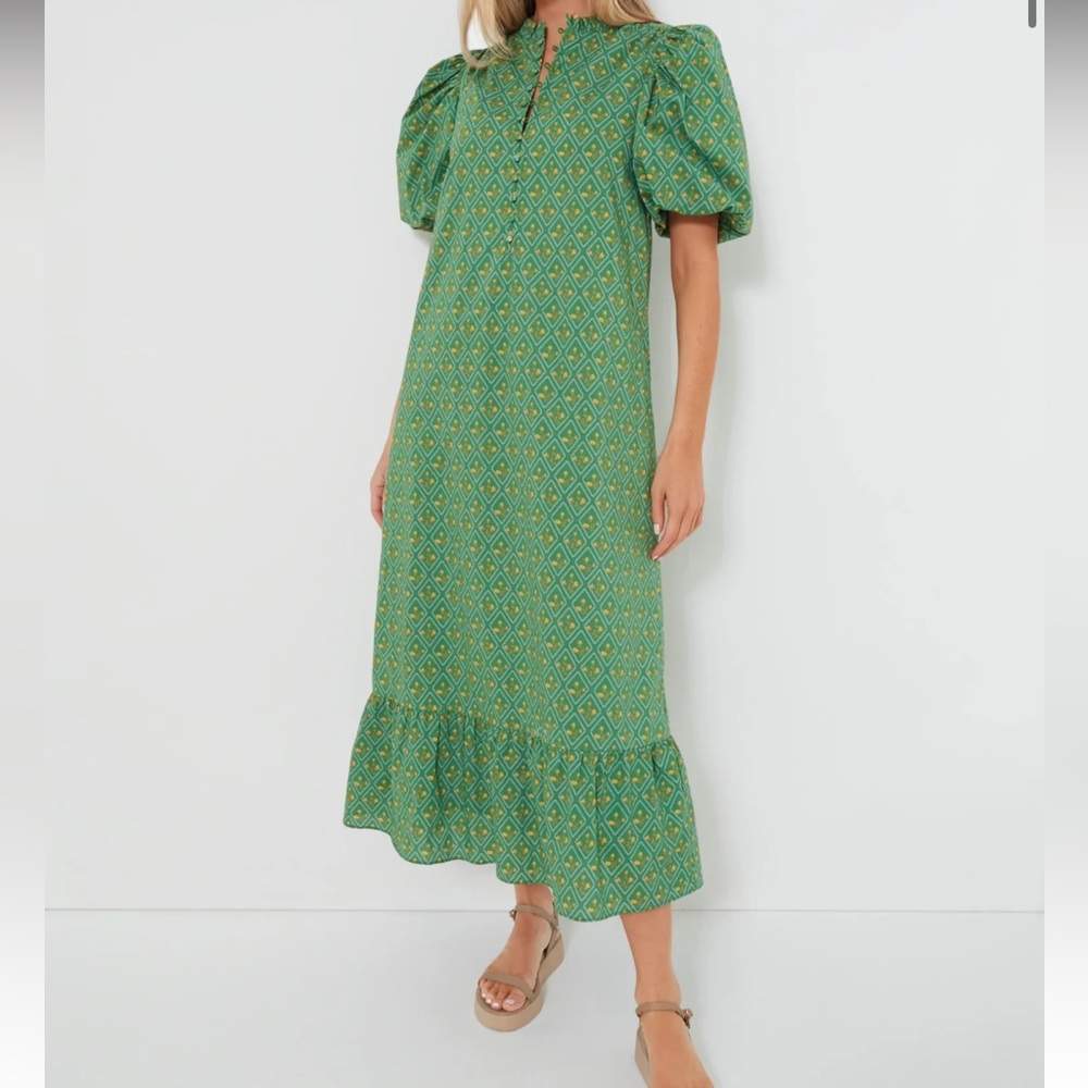 Tuckernuck Green Patterned Midi Dress